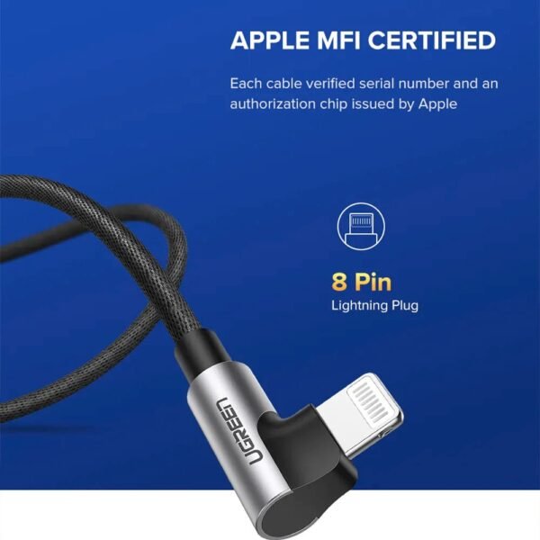 13_1732768115.jpg Ugreen USB A To Right Angle Lightning Cable 1M