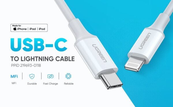 4_1732706802.jpg Ugreen USB C To Lightning M/M Cable Rubber Shell 60W 1M White