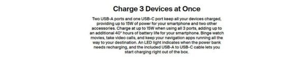 Belkin BPB011bt BoostCharge Power Bank 10000mAh 15W with USB A to USB C Cable